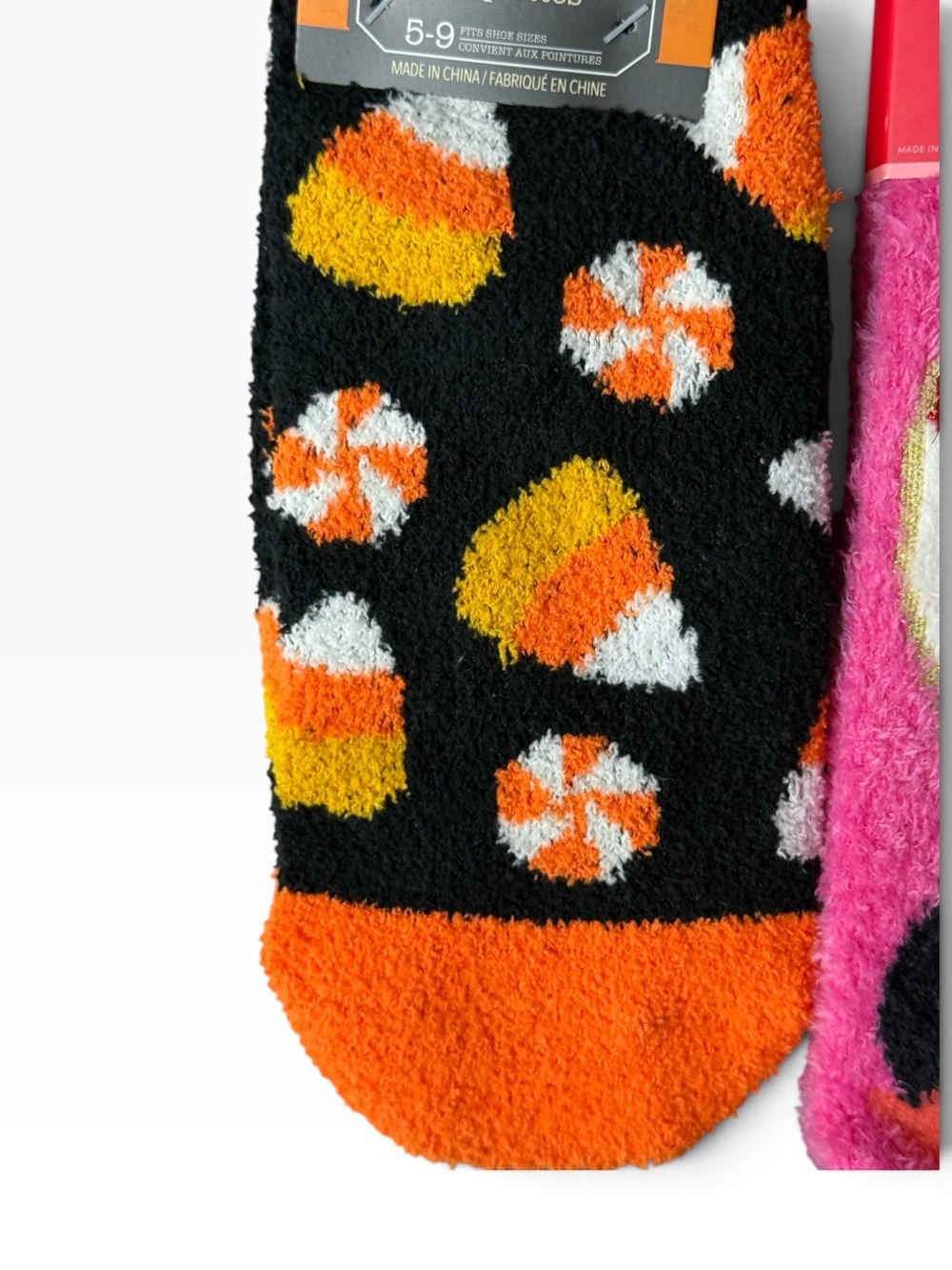 Shea Infused Penguin Candy Cain Socks Halloween Candy Corn 2 Pair NWT - Picture 6 of 11